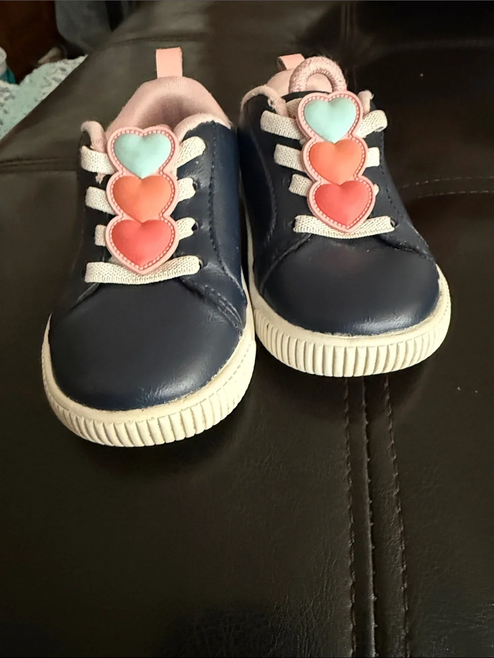 Carter's Navy Sneakers with Pink & Coral Heart Accents